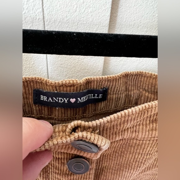 Brandy Melville Mini‎ Skirt Size Small Corduroy Brown Button Front A-line - Picture 4 of 9